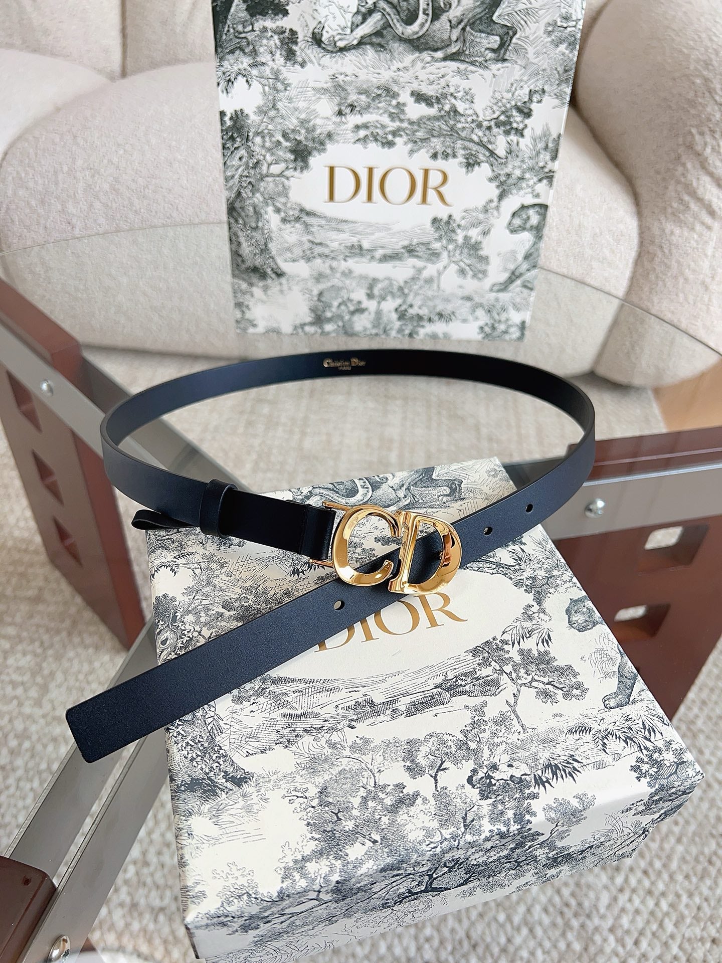 DIOR 25S BELT 20 MM IN BLACK CALFSKIN 613187