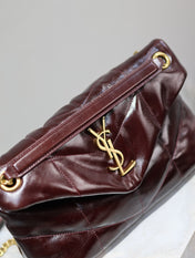 YSL 25S LOULOU PUFFER MEDIUM 29 IN DARK BURGUNDY CALFSKIN