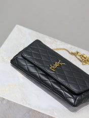 YSL 25S SAINT LAURENT GABY 19 IN BLACK QUILTED CALFSKIN GOLD HARDWRE