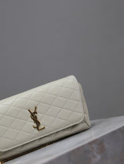 YSL 25S SAINT LAURENT GABY 19 IN BLANC VINTAGE QUILTED CALFSKIN GOLD HARDWRE