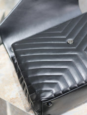LOULOU LARGE 36 IN BLACK QUILTED CALFSKIN BLACK HARDWARE