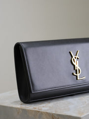 CLASSIC KATE CLUTCH 27 IN BLACK LAMBSKIN GOLD HARDWARE