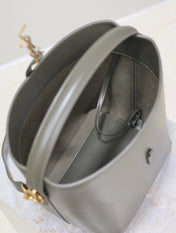 YSL 25S LE 5 À 7 BUCKET 26 IN DARK OLIVE CALFSKIN GOLD HARDWRE