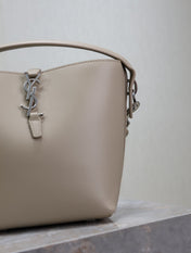 YSL 25S LE 37 BAG 20 IN DUSTY GRAY CALFSKIN SILVER HARDWRE