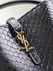 YSL 25S LE 37 BUCKET 15 IN BLACK SNAKE EMBOSSED CALFSKIN GOLD HARDWRE