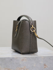 YSL 25S LE 37 MINI 15 IN BROWN LIZARD PATTERN CALFSKIN GOLD HARDWRE