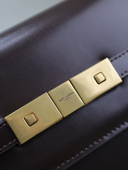 YSL 25S MANHATTAN SMALL 24 IN ROUGE CABERNET CALFSKIN GOLD HARDWRE