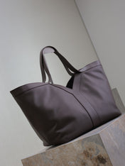 YSL 25S Y TOTE 50 IN PURPLE BROWN CALFSKIN GOLD HARDWRE