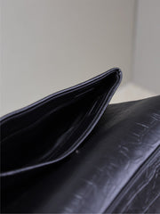 WEST HOLLYWOOD BAG 24 IN BLACK CROCODILE TEXTURED CALFSKIN SILVER HARDWARE