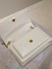 SUNSET SMALL BAG 19 IN WHITE CALFSKIN GOLD HARDWARE