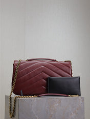 LOULOU MEDIUM 29 IN BURGUNDY RED SHEEPSKIN GOLD HARDWARE