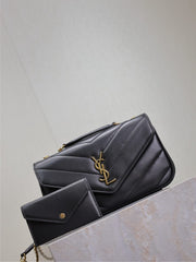 LOULOU SMALL 24 IN BLACK SHEEPSKIN GOLD HARDWARE