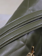 YSL 25S LOULOU PUFFER GM 35 IN DARK OLIVE CALFSKIN GOLD HARDWARE