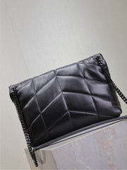 YSL 25S LOULOU PUFFER GM 35 IN BLACK CALFSKIN BLACK HARDWRE