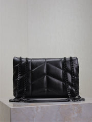 YSL 25S LOULOU PUFFER MINI 23 IN BLACK CALFSKIN BLACK HARDWRE