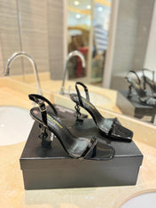 SL OPYUM SANDALS 80 BLACK CALFSKIN