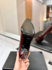 CLASSIC HIGH KNEE BOOTS IN BURGUNDY RED CALFSKIN