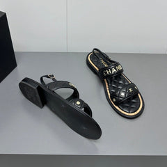 Dad sandals black calf leather