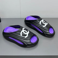 New Double C Foam Lightweight Slippers Boat Black Purple