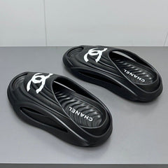 New Double C Foam Lightweight Slippers Boat Black