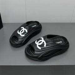 New Double C Foam Lightweight Slippers Boat Black