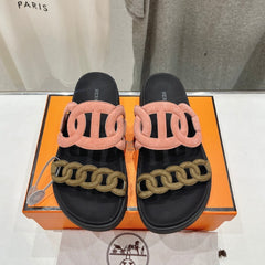 EXTRA SANDAL BLACK MIX PEACH MIX MOSS CALFSKIN