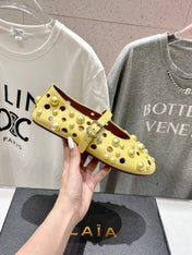 ALAIA PEARL MARY JANE SHOES IN YELLOW CORN LAMBSKIN