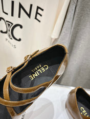 BALLET FLAT WITH CROSSOVER STRAP IN SEPIA BROWN LAMBSKIN