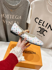 MARY JANE FLAT IN WHITE MONOGRAM CALFSKIN