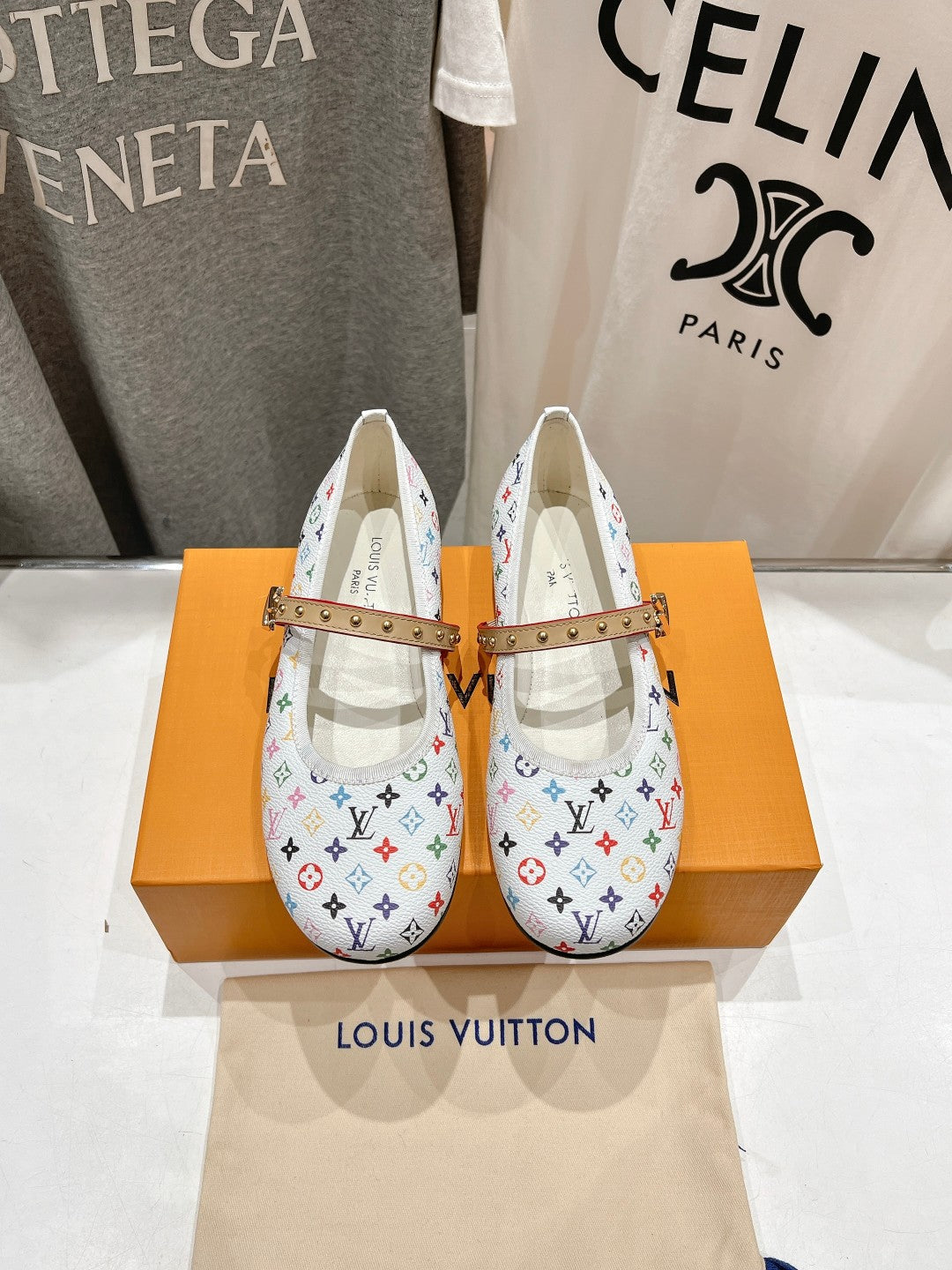 MARY JANE FLAT IN WHITE MONOGRAM CALFSKIN