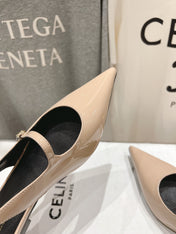 JUDY FLAT SLINGBACK IN TAN BEIGE PATENT CALFSKIN