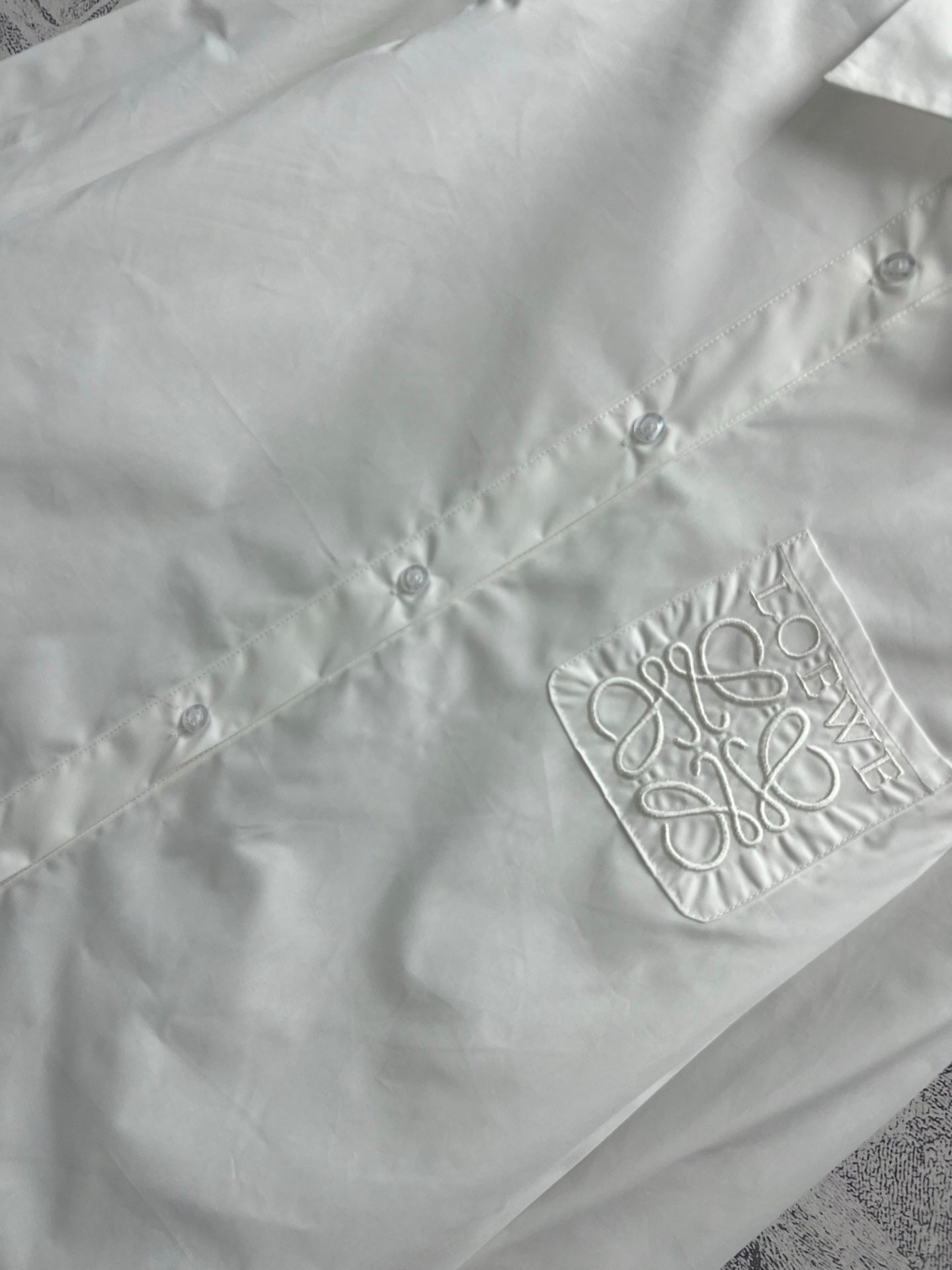 Loewe Logo Embroidered Shirt White Cotton