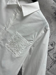 Loewe Logo Embroidered Shirt White Cotton