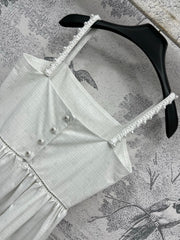 CC 25 Suspender Dress Ivory Cotton