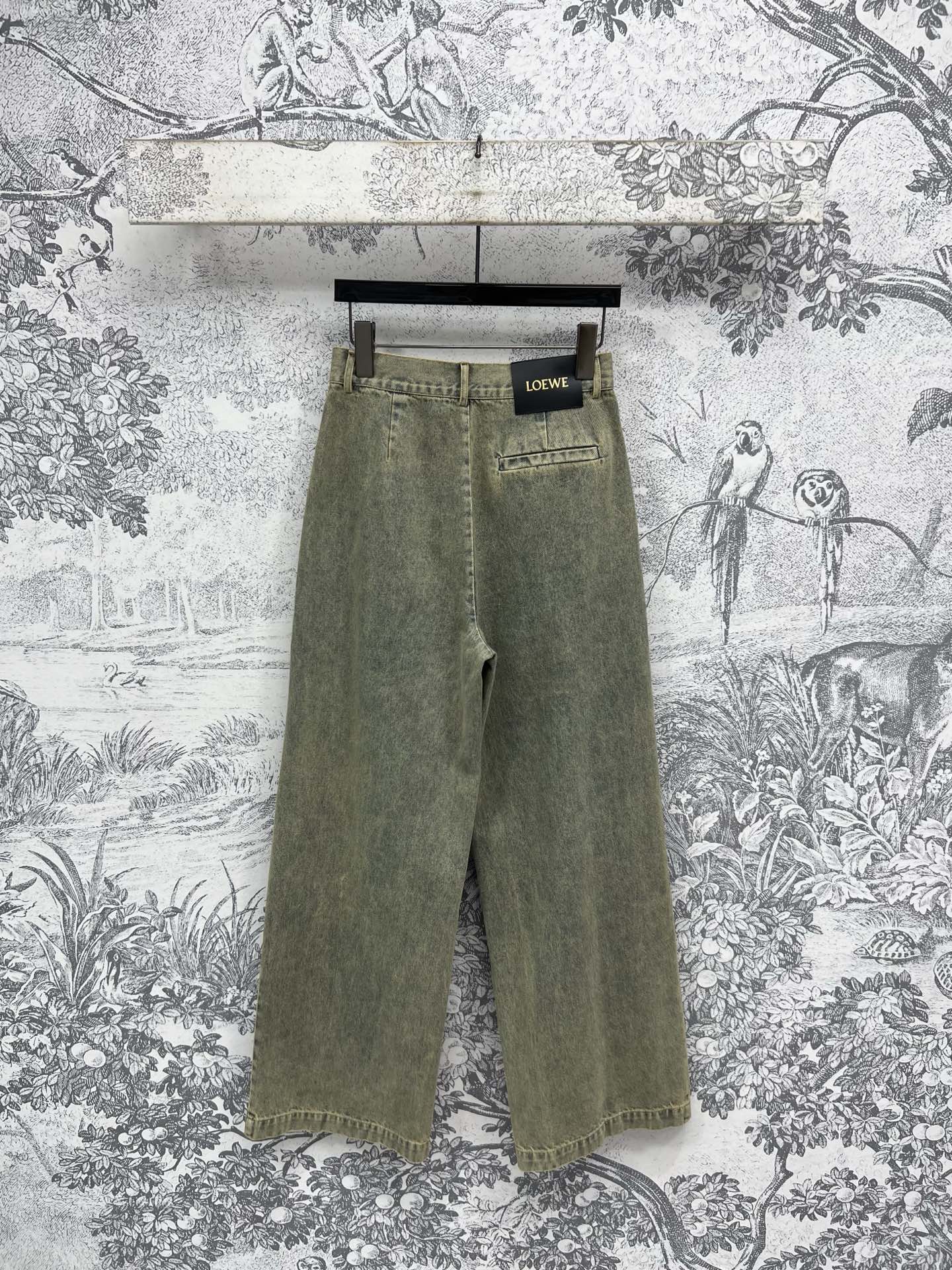 Loewe 25 Wide-leg Jeans Light Green-yellow Cotton