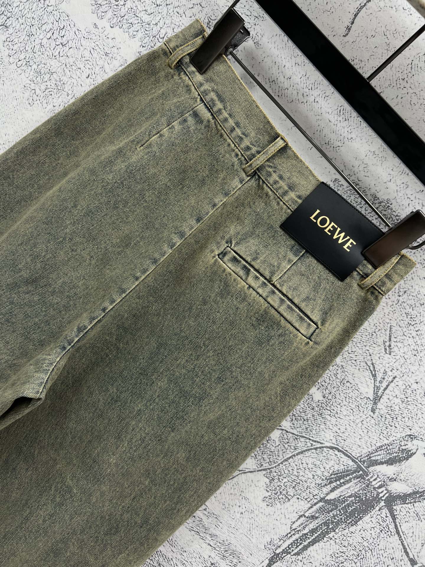 Loewe 25 Wide-leg Jeans Light Green-yellow Cotton