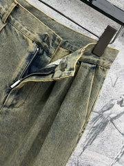 Loewe 25 Wide-leg Jeans Light Green-yellow Cotton