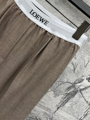 Loewe 25 Logo Ribbon Pants Ligth Brown Polyester Fiber
