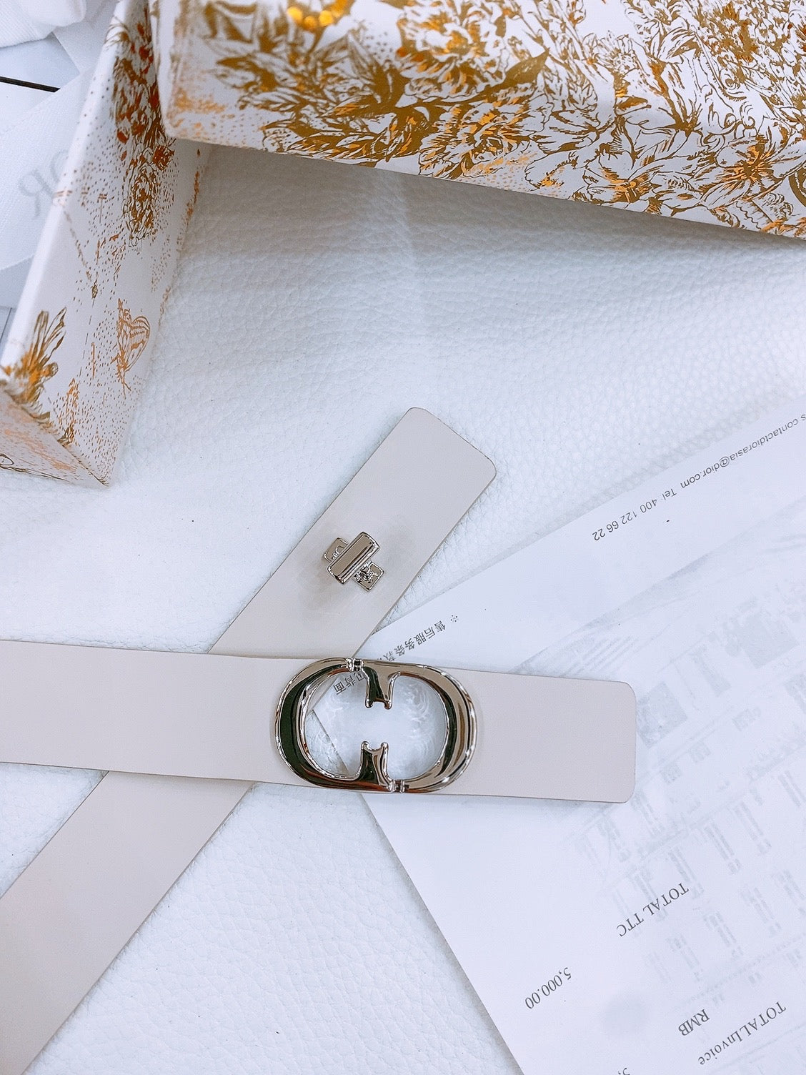 DIOR 25S BELT 25 MM IN WHITE CALFSKIN 561820