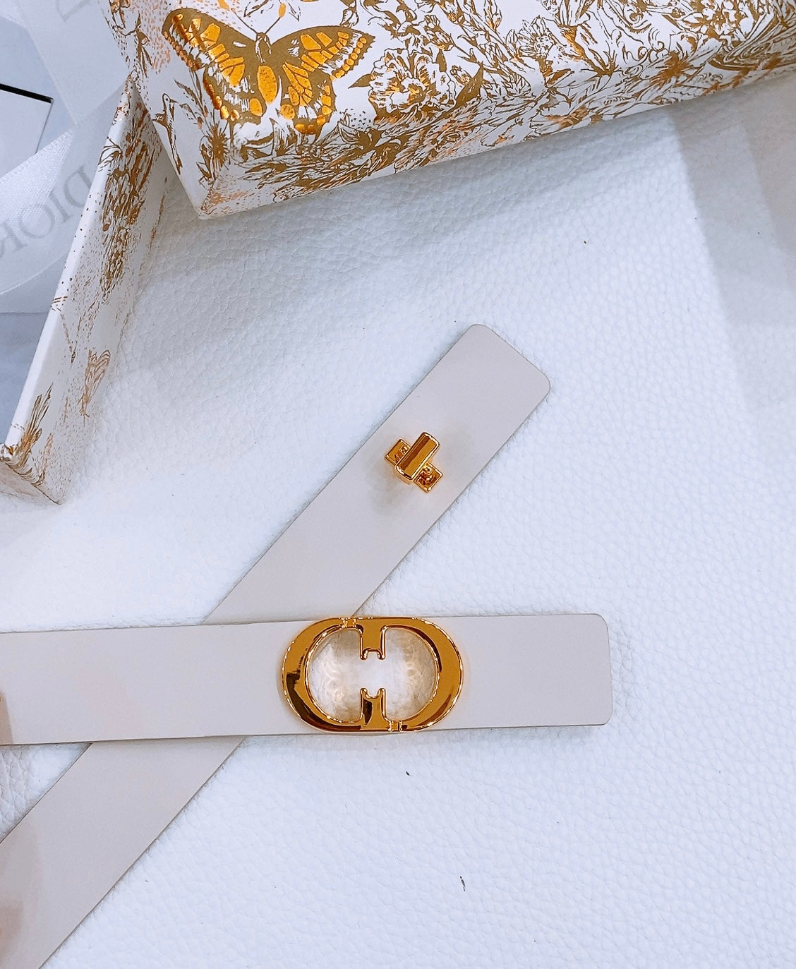 DIOR 25S BELT 25 MM IN WHITE CALFSKIN 561822