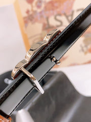 CELINE 25S BELT 25MM REVERSIBLE TRIOMPHE IN BLACK BROWN CALFSKIN 565539