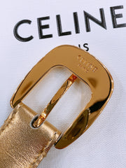 CELINE 25S BELT 25MM WITH ARC DE TRIOMPHE BUCKLE IN GOLD 571497