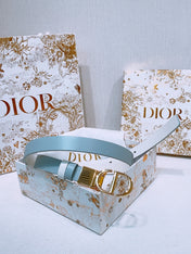 DIOR 25S BELT 20 MM IN STEEL BLUE CALFSKIN 572902