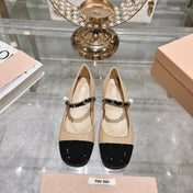MARY JANE SANDAL CAP TOE DARK CREAM SHEEPSKIN