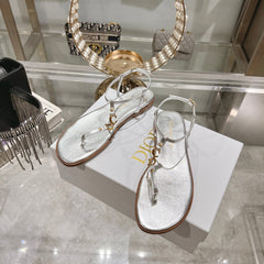 DIORIVIERA C'EST THONG SANDAL SILVER AQUAMARINA CALFSKIN