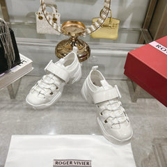 VIV' ON THE RUN TREKKY SNEAKERS IN WHITE SHINY CALFSKIN AND FABRIC