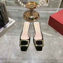 BELLE VIVIER MULES IN BLACK PATENT CALFSKIN