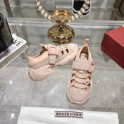 VIV' ON THE RUN TREKKY SNEAKERS IN BEIGE PINK FABRIC AND SUEDE