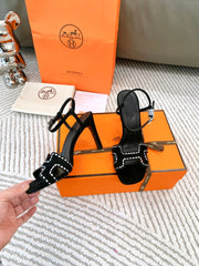 HIGH SANDAL 8.5 CM IN BLACK SUEDE