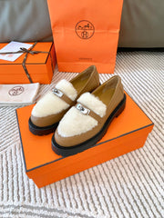 ICONE LOAFER IN PERU BROWN CALFSKIN WITH WHITE SHEARLING